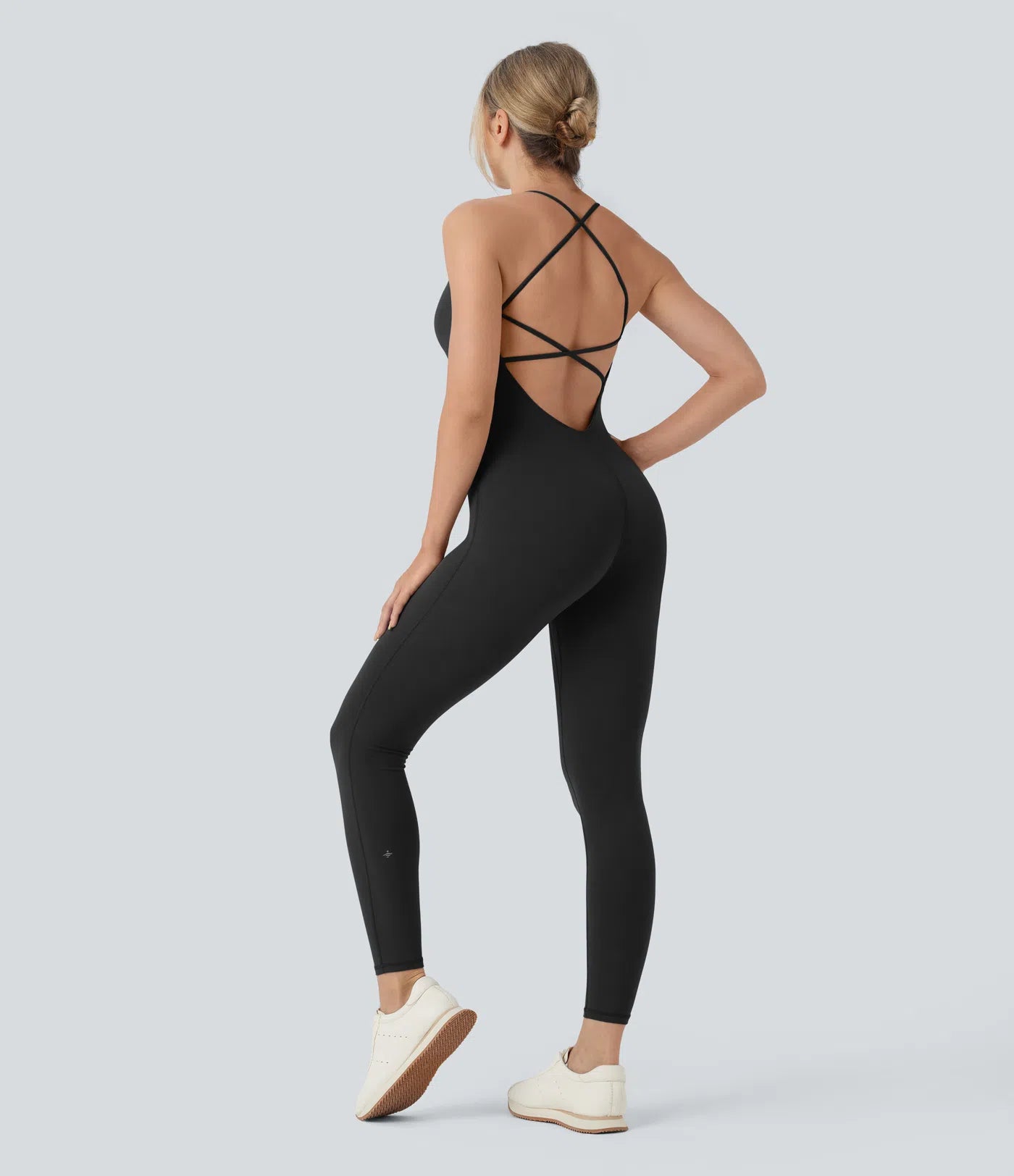 Femora Crisscross Backless Sleeveless Skinny Yoga Jumpsuit