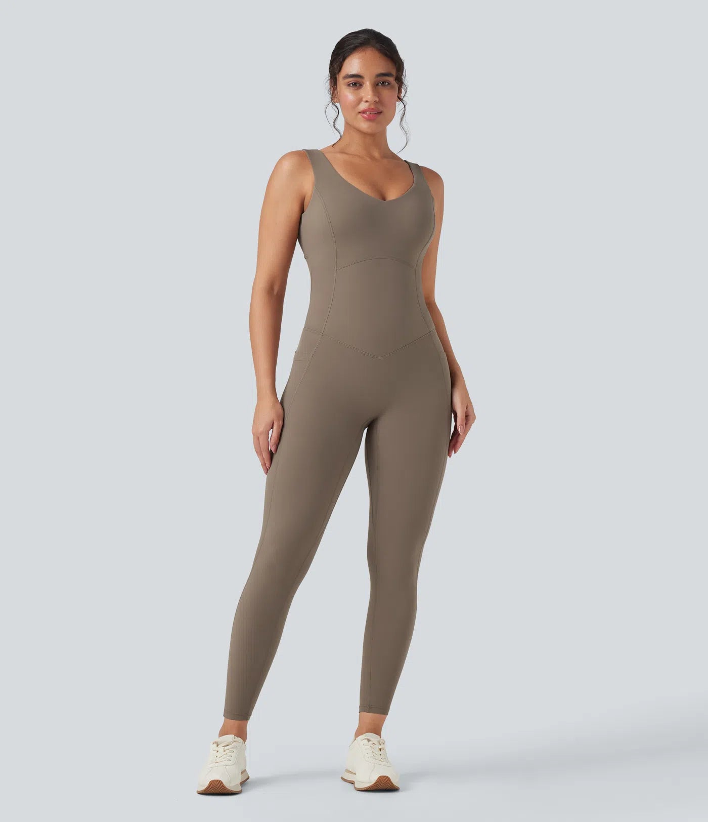 Femora V Neck Butt Lifting Workout Jumpsuit with Pockets