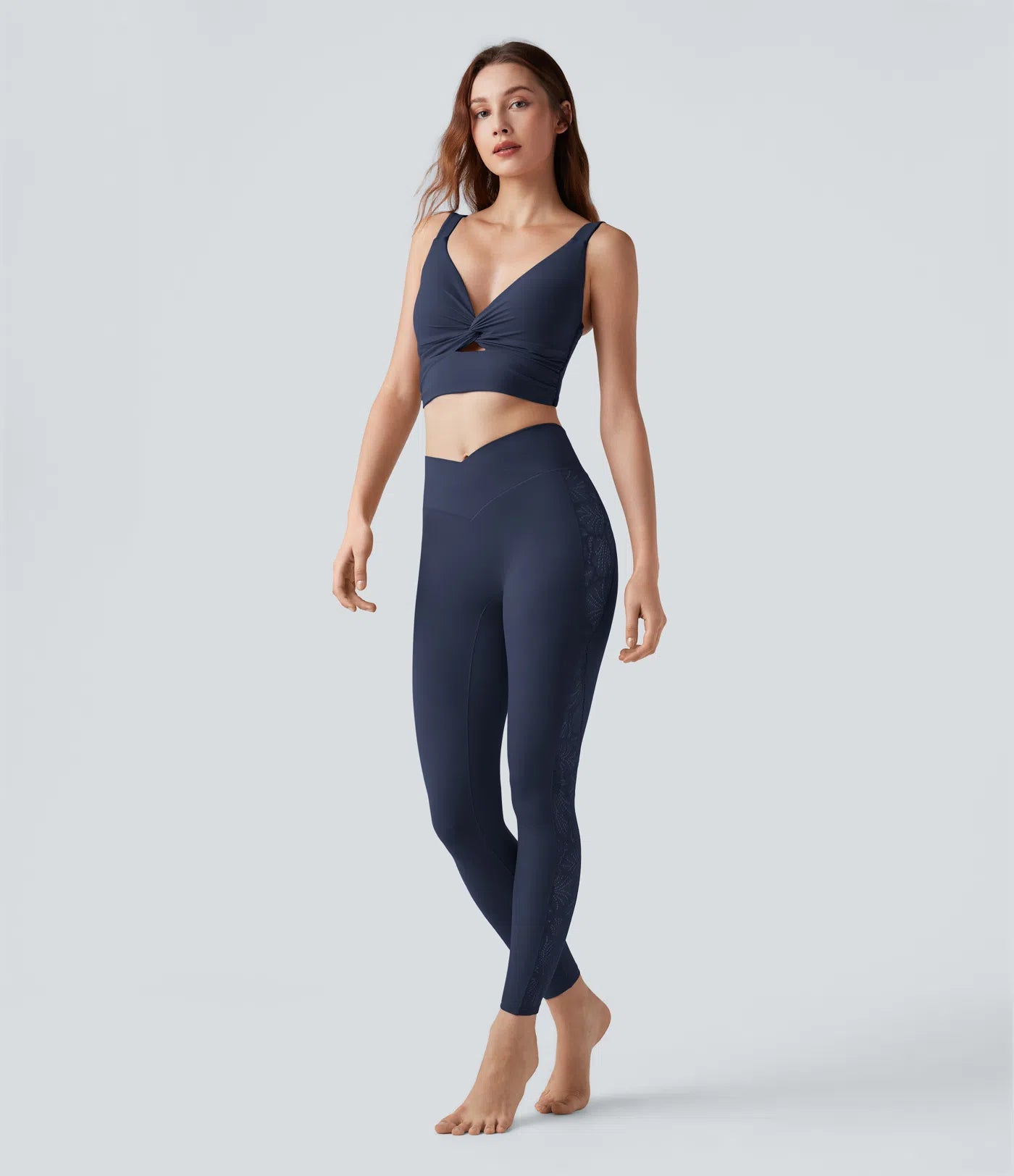 Light Support Molded Cups Push-Up Yoga Sports Bra