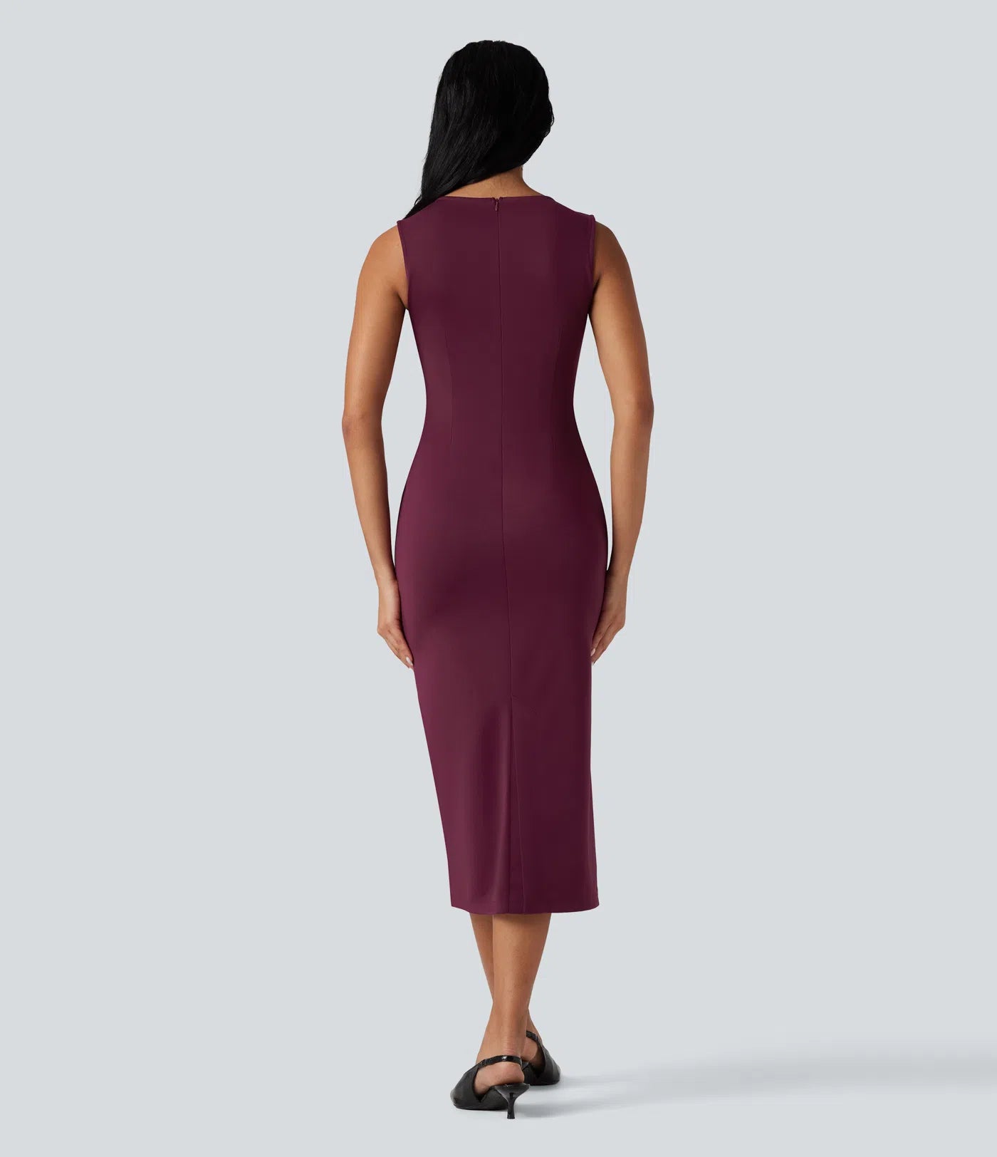 Femora Square Neck Sleeveless Bodycon Midi Casual Dress