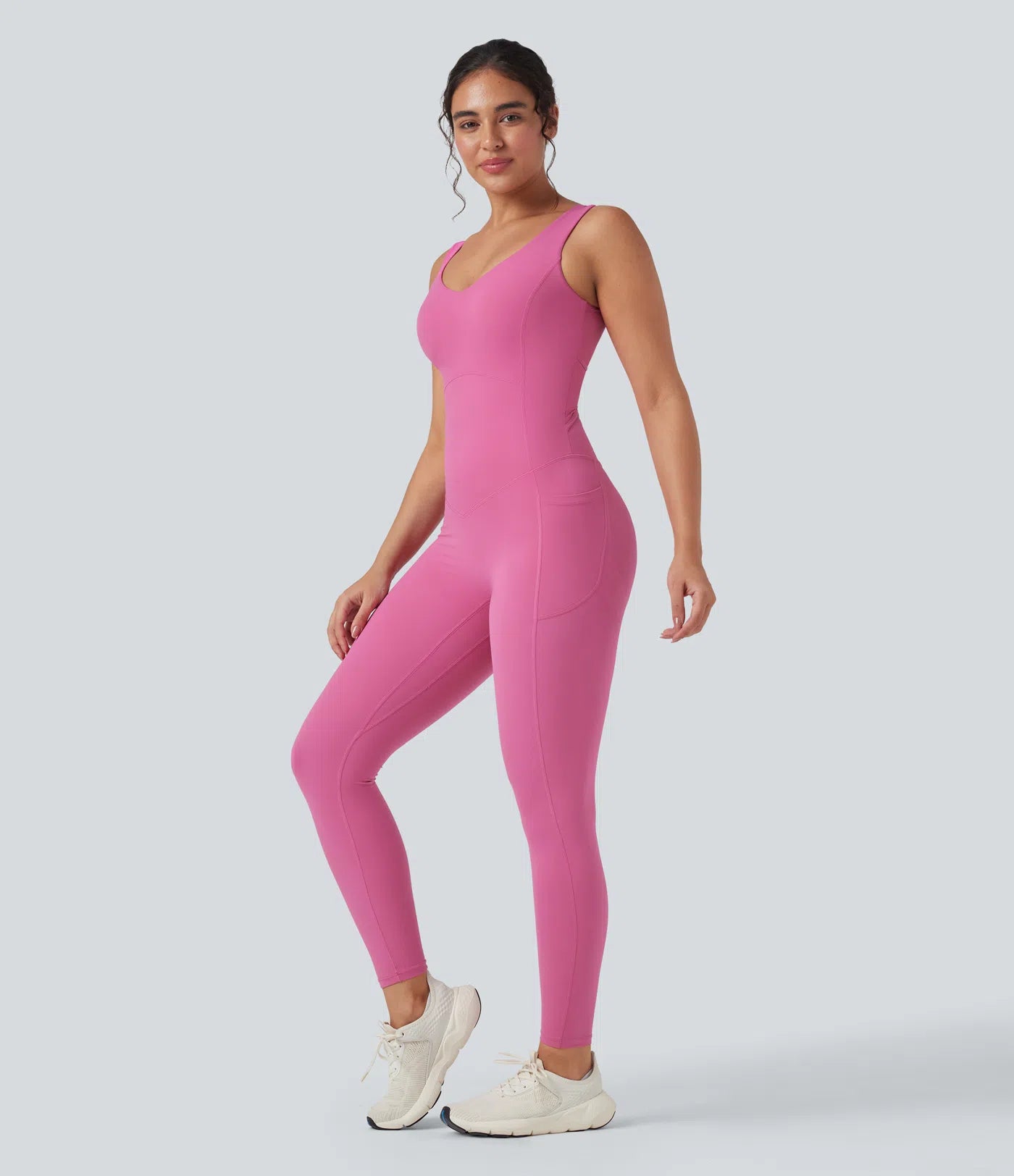 Femora V Neck Butt Lifting Workout Jumpsuit with Pockets