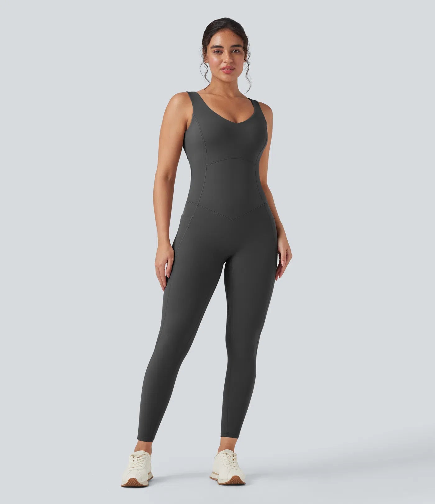 Femora V Neck Butt Lifting Workout Jumpsuit with Pockets