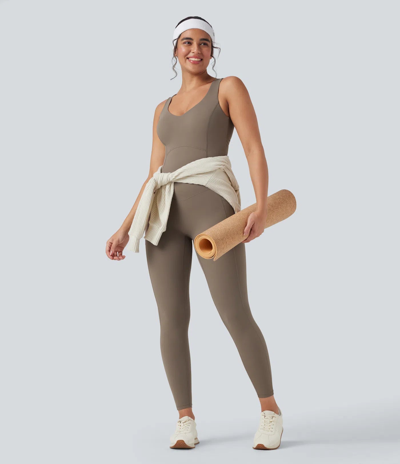 Femora V Neck Butt Lifting Workout Jumpsuit with Pockets