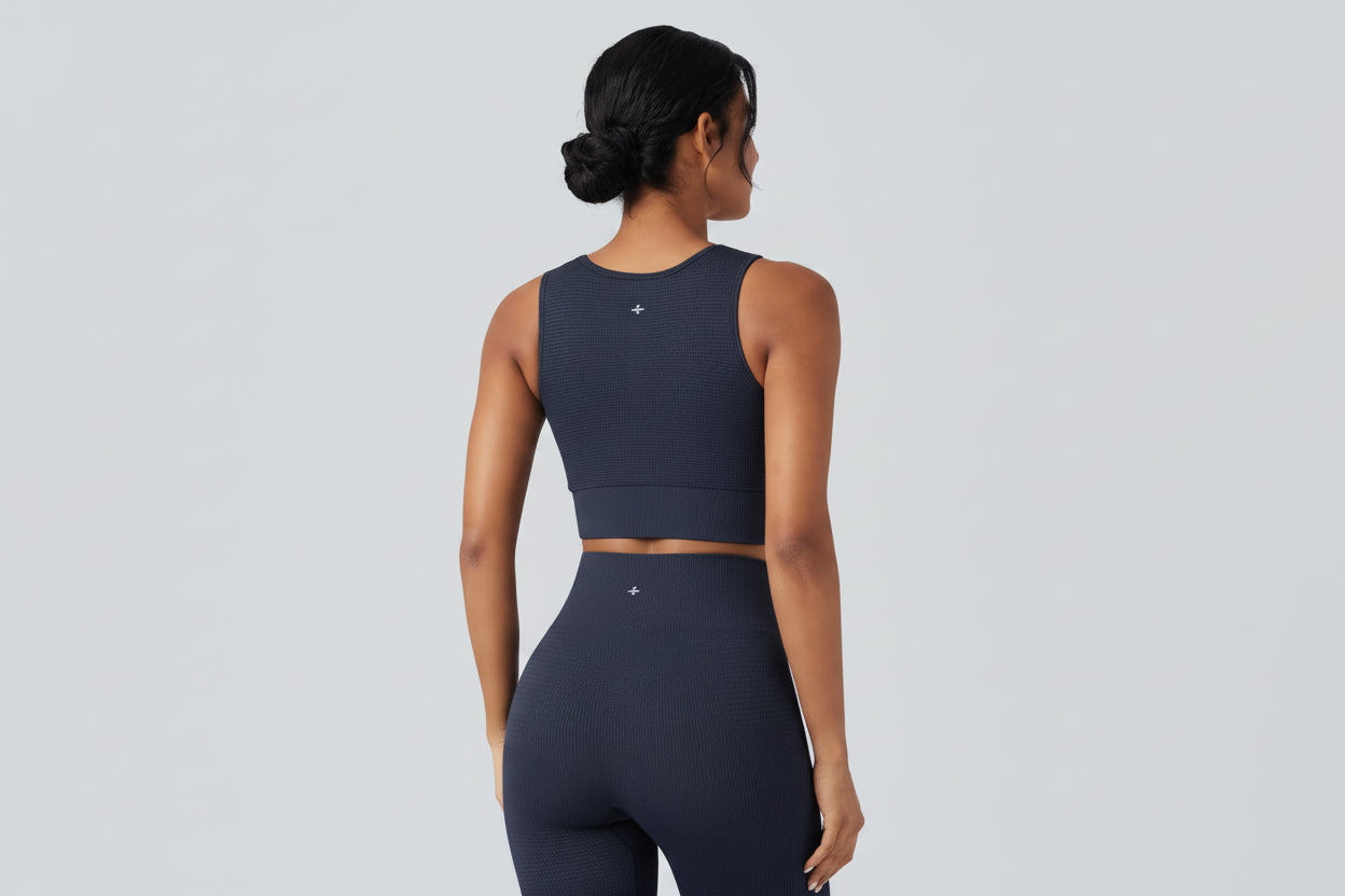 OneForm Seamless Flow Low Support U Neck Cropped Waffle Yoga Sports Bra