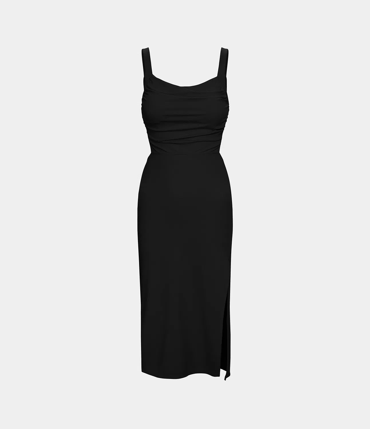 Femora Ruched Backless Crisscross Lace Up Split Bodycon Midi Casual Dress