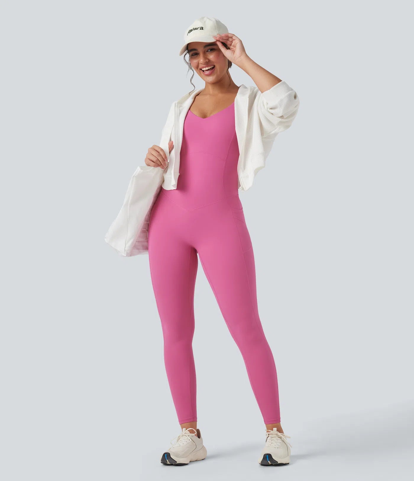 Femora V Neck Butt Lifting Workout Jumpsuit with Pockets