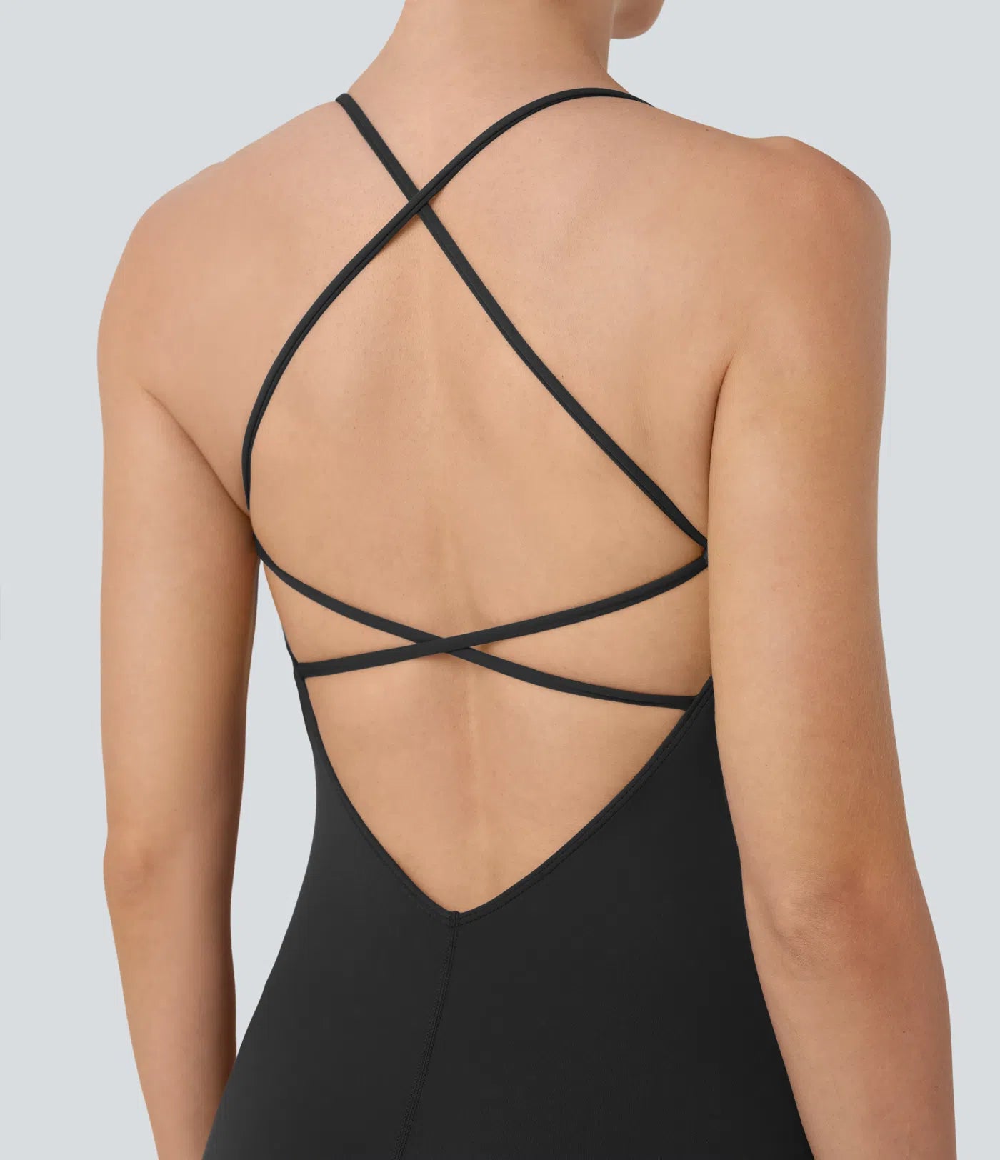 Femora Crisscross Backless Sleeveless Skinny Yoga Jumpsuit