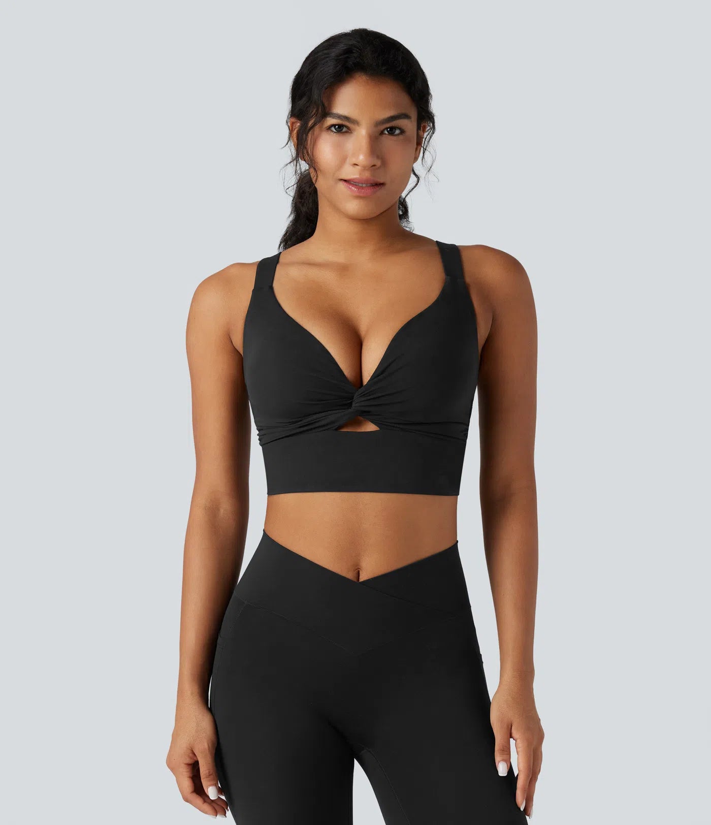 Light Support Molded Cups Push-Up Yoga Sports Bra