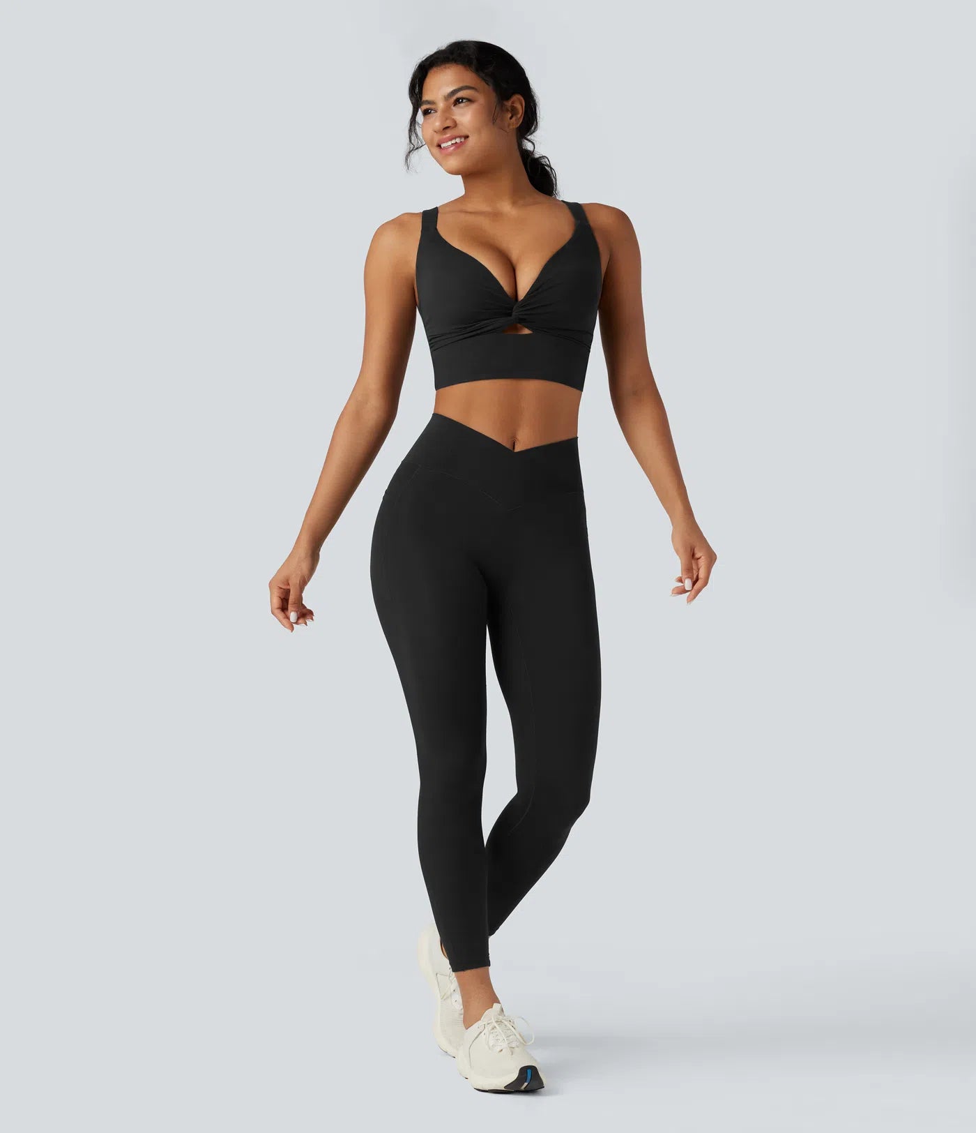 Light Support Molded Cups Push-Up Yoga Sports Bra