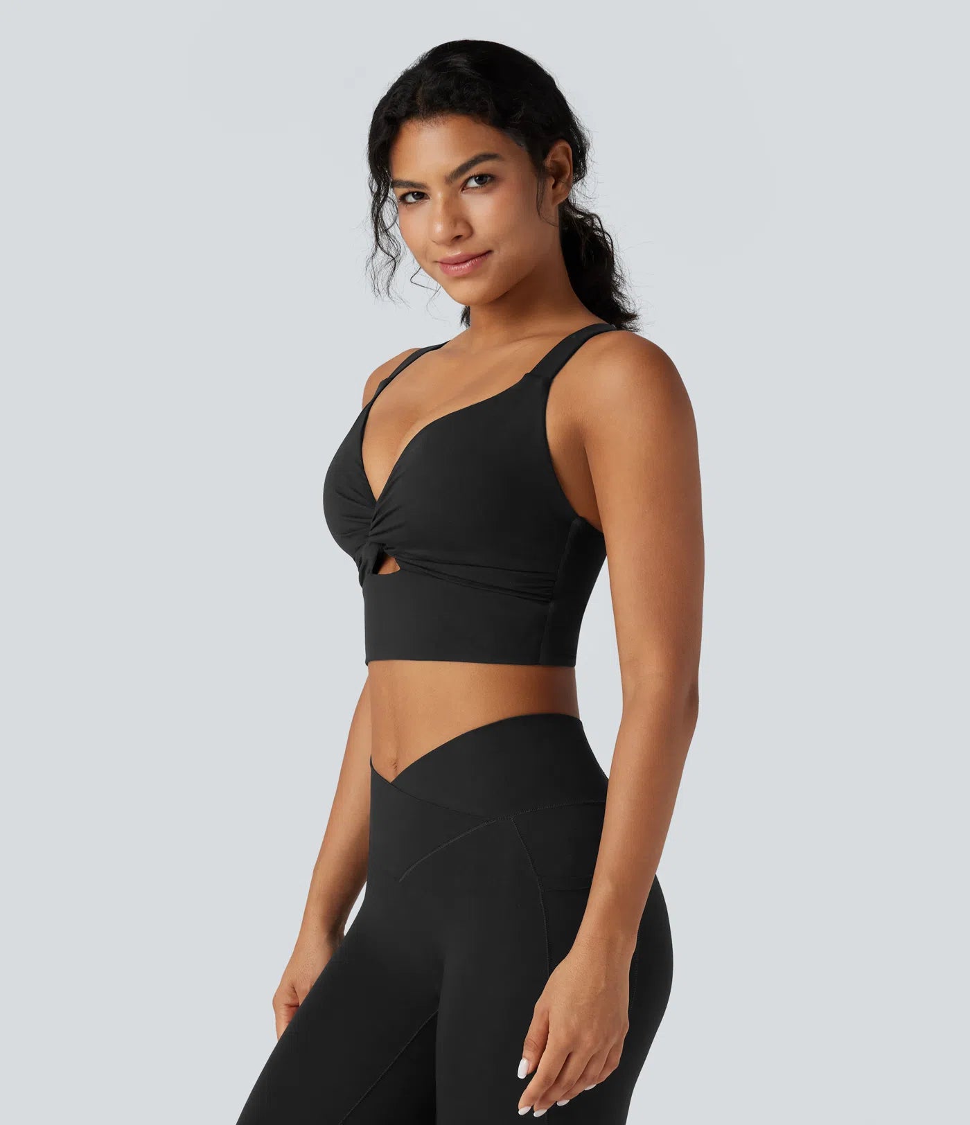 Light Support Molded Cups Push-Up Yoga Sports Bra