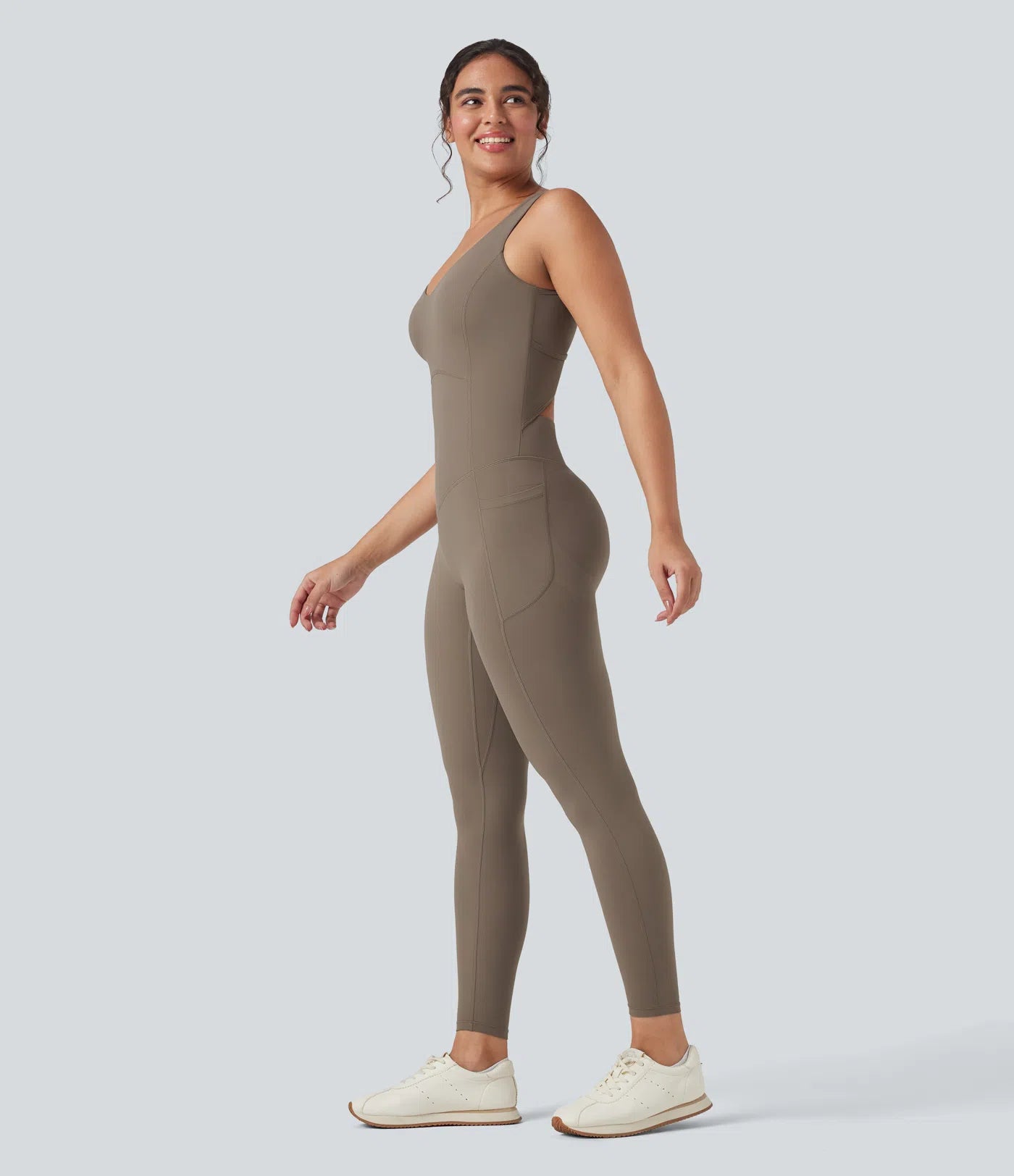 Femora V Neck Butt Lifting Workout Jumpsuit with Pockets