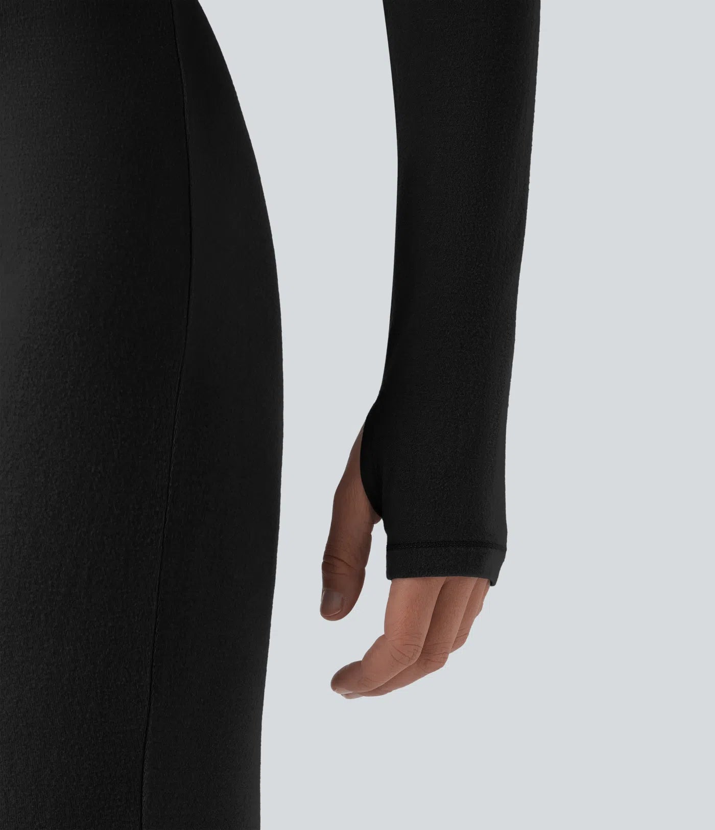 Femora V-neck Long Sleeve Thumb Holes Skinny Casual Warming Jumpsuit-Easy Peezy