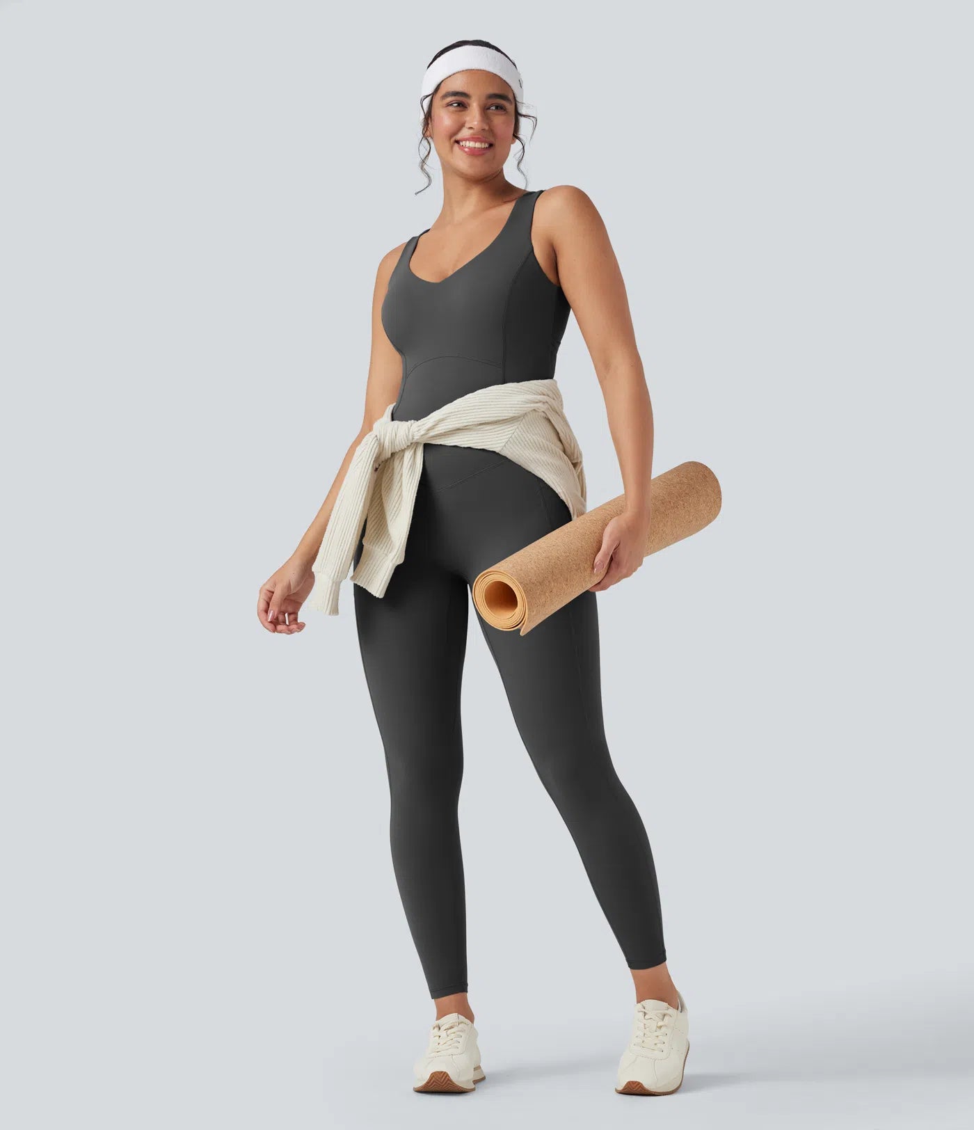 Femora V Neck Butt Lifting Workout Jumpsuit with Pockets