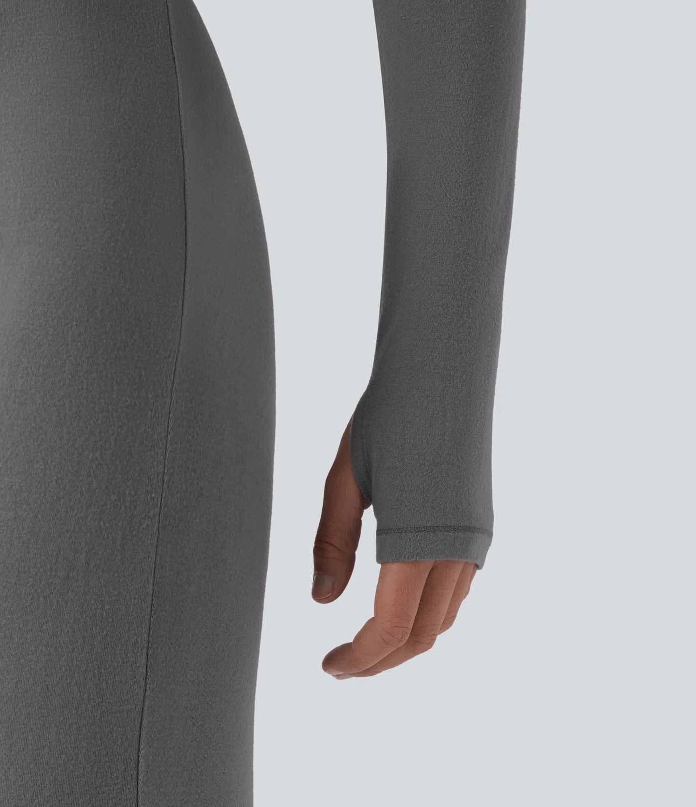 Femora V-neck Long Sleeve Thumb Holes Skinny Casual Warming Jumpsuit-Easy Peezy