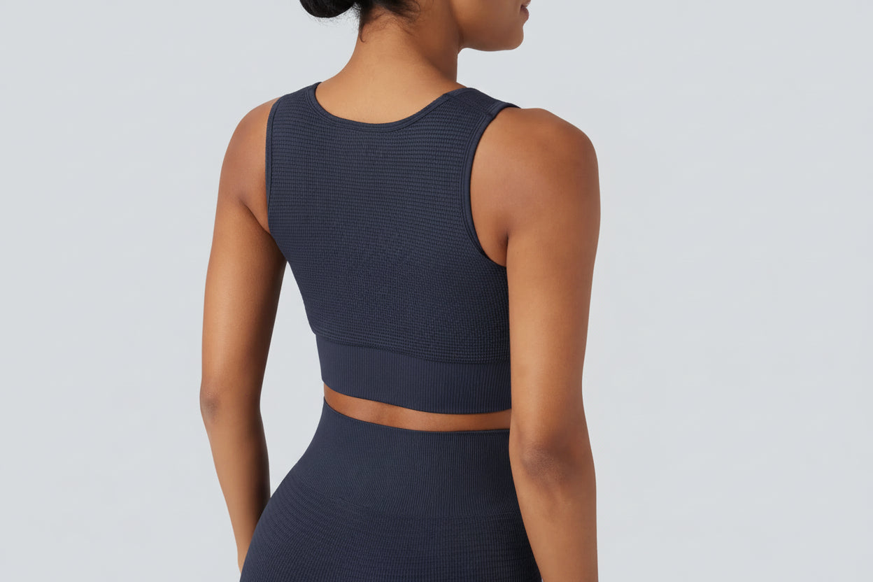 OneForm Seamless Flow Low Support U Neck Cropped Waffle Yoga Sports Bra